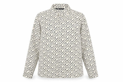 Zara Women Black Geometric Print Button-Up Shirt Size 12