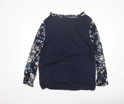 Cecil Women's Blue Floral Long Sleeve Viscose Tunic Blouse Size L