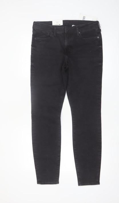 H&M Mens Black Skinny Mid Waist Stretch Denim Jeans M