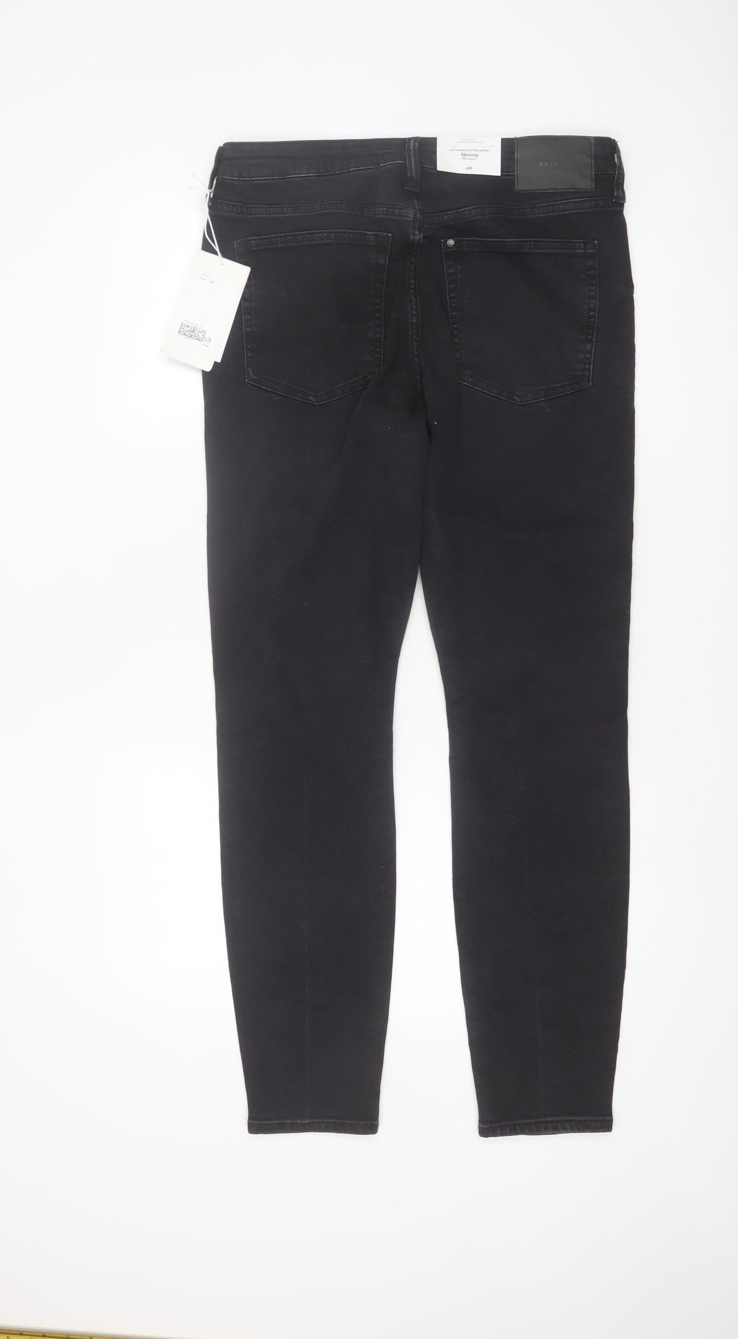 H&M Mens Black Skinny Mid Waist Stretch Denim Jeans M