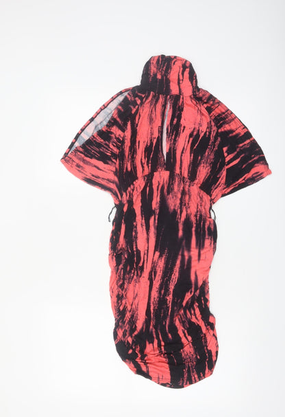 Tally Weijl Womens Red Black Tie Dye Bodycon Dress Size 10