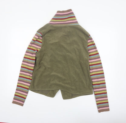Marks and Spencer Women's Green Striped Cowl Neck Cardigan L