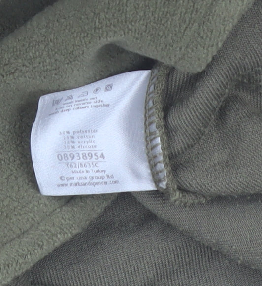 Marks and Spencer Women's Green Striped Cowl Neck Cardigan L