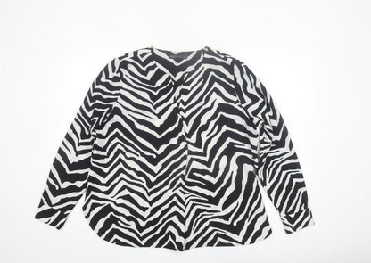 Marks and Spencer Girls Black White Zebra Print Long Sleeve Blouse Size 14
