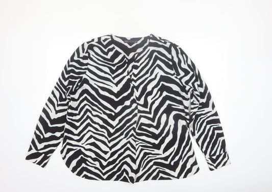 Marks and Spencer Girls Black White Zebra Print Long Sleeve Blouse Size 14