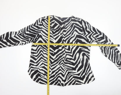 Marks and Spencer Girls Black White Zebra Print Long Sleeve Blouse Size 14