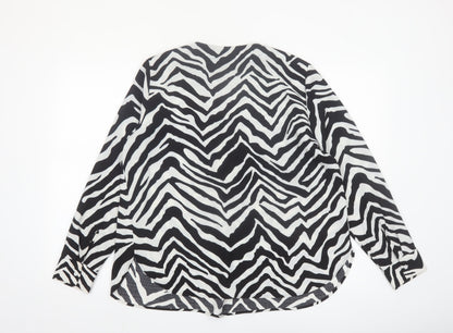 Marks and Spencer Girls Black White Zebra Print Long Sleeve Blouse Size 14