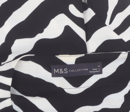 Marks and Spencer Girls Black White Zebra Print Long Sleeve Blouse Size 14
