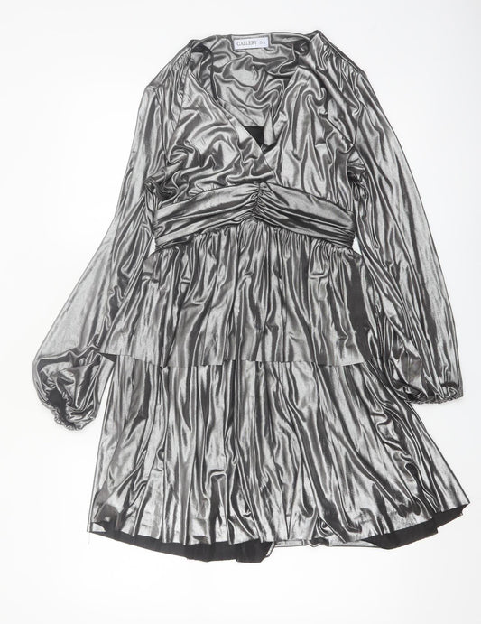 Gallery Women Silver Size 8 Wrap Mini Party Dress
