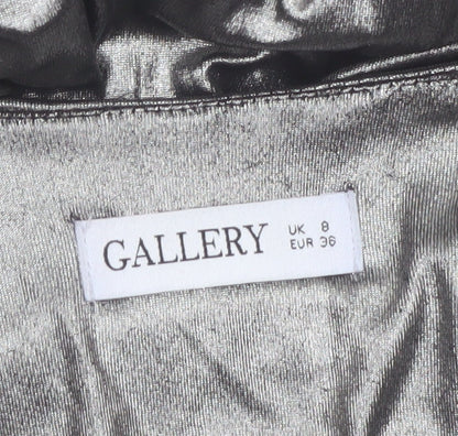 Gallery Women Silver Size 8 Wrap Mini Party Dress