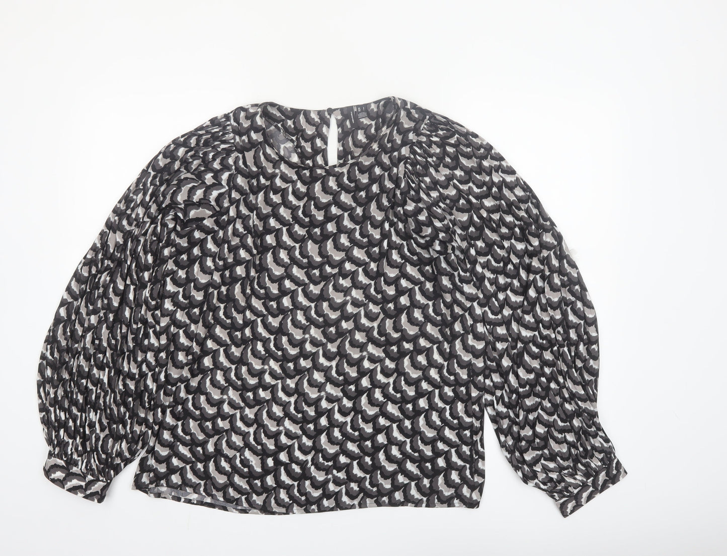 Vero Moda Womens Black Abstract Chiffon Long Sleeve Blouse Size L