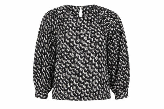 Vero Moda Womens Black Abstract Chiffon Long Sleeve Blouse Size L