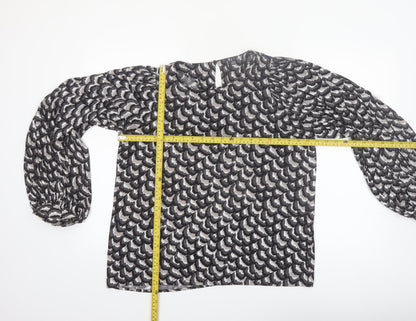 Vero Moda Womens Black Abstract Chiffon Long Sleeve Blouse Size L