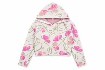 Rachel Zoe Women's Pink Floral Hooded V-Neck Knit Jumper Size S