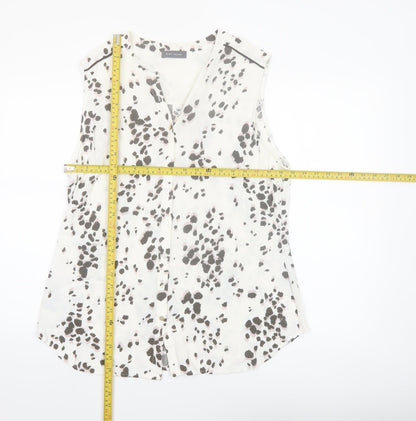 Mint Velvet Womens White Animal Print Sleeveless Blouse Size 18