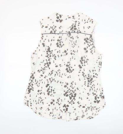 Mint Velvet Womens White Animal Print Sleeveless Blouse Size 18