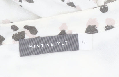 Mint Velvet Womens White Animal Print Sleeveless Blouse Size 18
