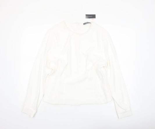 Dunnes Women Ivory Long Sleeve Woven Blouse Size 16