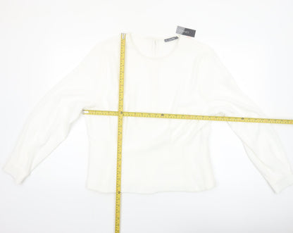 Dunnes Women Ivory Long Sleeve Woven Blouse Size 16