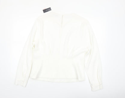 Dunnes Women Ivory Long Sleeve Woven Blouse Size 16