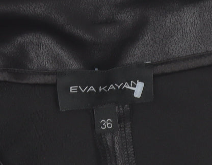Eva Kayan Women's Black Faux Leather Pleated Tapered Trousers Size 8