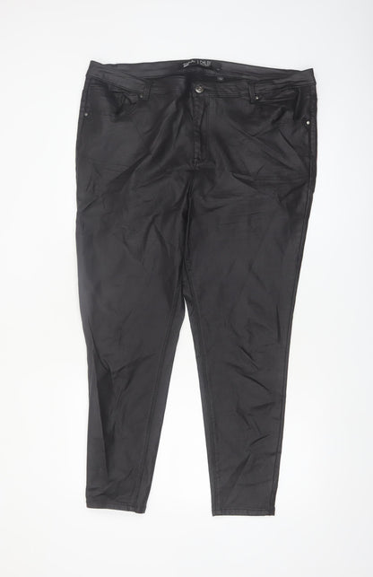 Simply Be Women's Black Coated Skinny Jegging Size 22 Plus