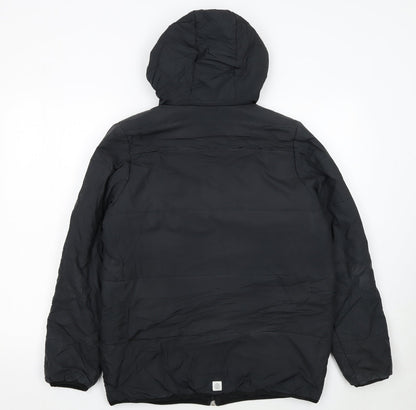 adidas Boys Black Hooded Puffer Jacket 13-14 Years Full Zip Lined