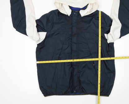 Nautica Men's Blue 2XL Windbreaker Hooded Jacket Polyester
