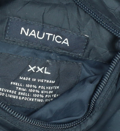 Nautica Men's Blue 2XL Windbreaker Hooded Jacket Polyester