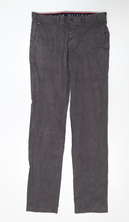 Tommy Hilfiger Men’s Grey Chino Straight Fit Trousers 33x36