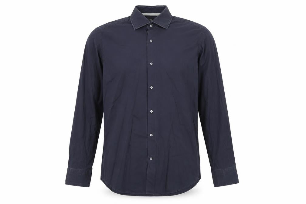 Hugo Boss Men's Blue Regular Fit Easy Iron Cotton Shirt Size 15.5