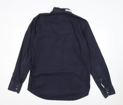 Hugo Boss Men's Blue Regular Fit Easy Iron Cotton Shirt Size 15.5