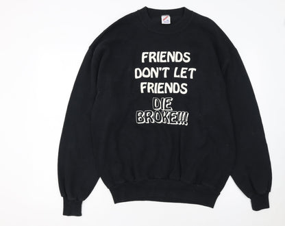 Jerzees Women Black XL Pullover Sweatshirt Friends Quote Print