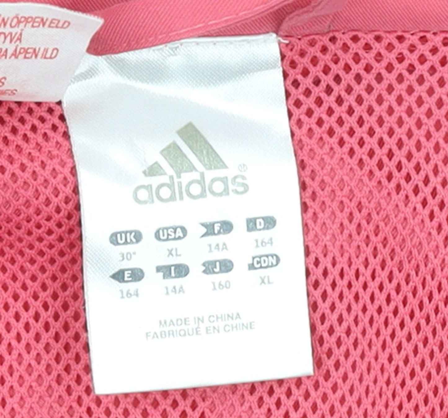 Adidas Girls Pink Track Jacket 14 Years Full Zip Lightweight Sports Top