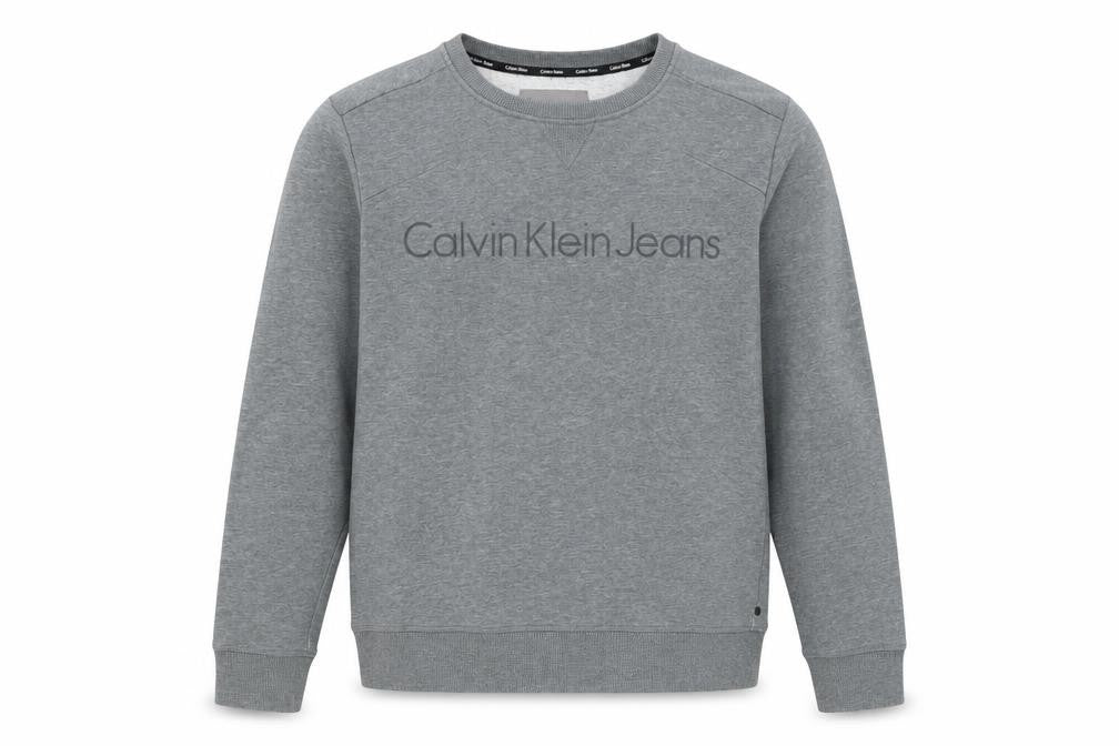 Calvin Klein Jeans Men's Grey Crew Neck Logo Sweatshirt Size S