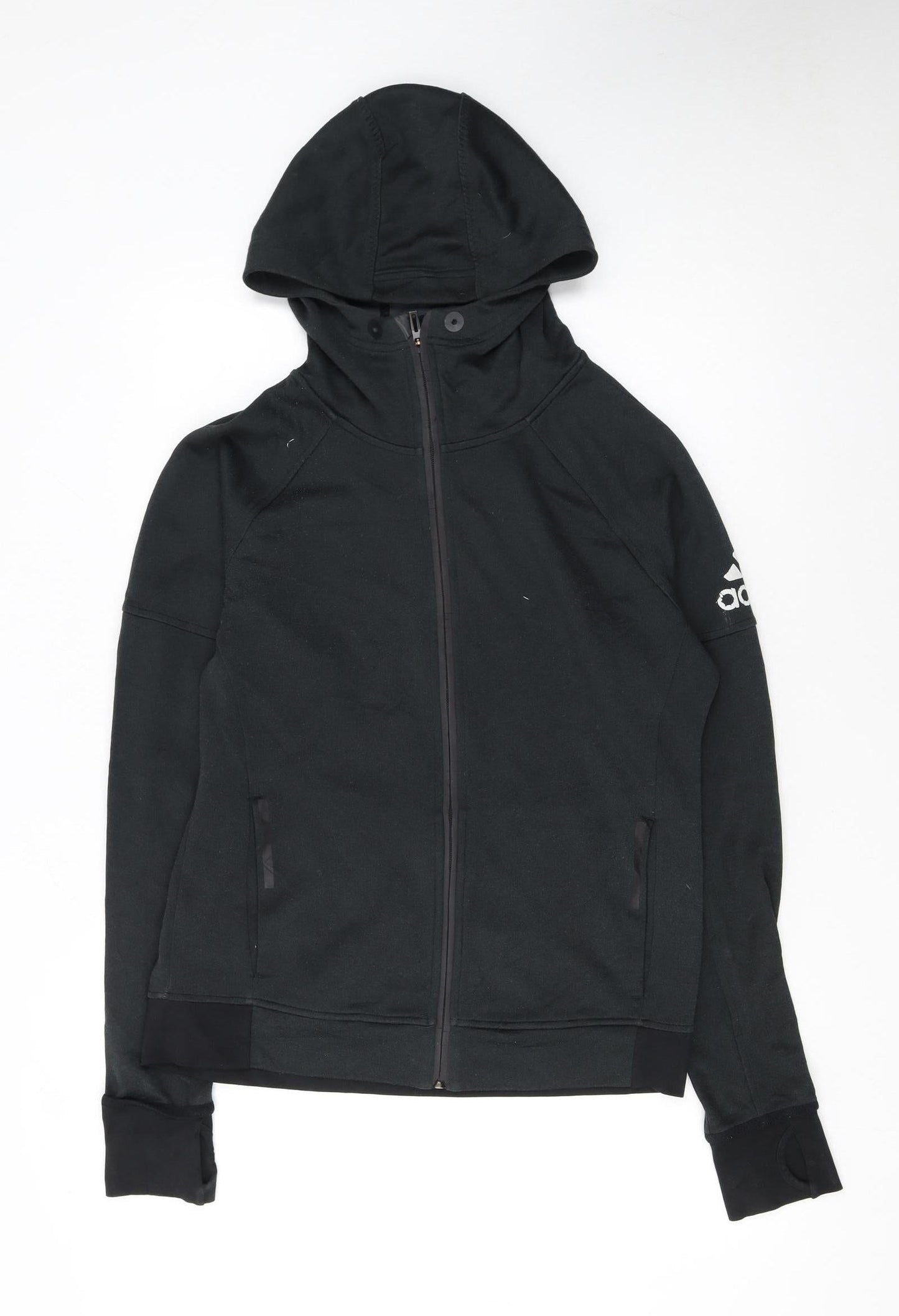Adidas Womens Black Medium Full Zip Hooded Sweatshirt