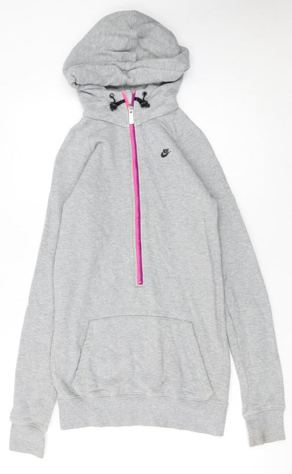 Nike Womens Grey XS 1/4 Zip Hooded Sweatshirt