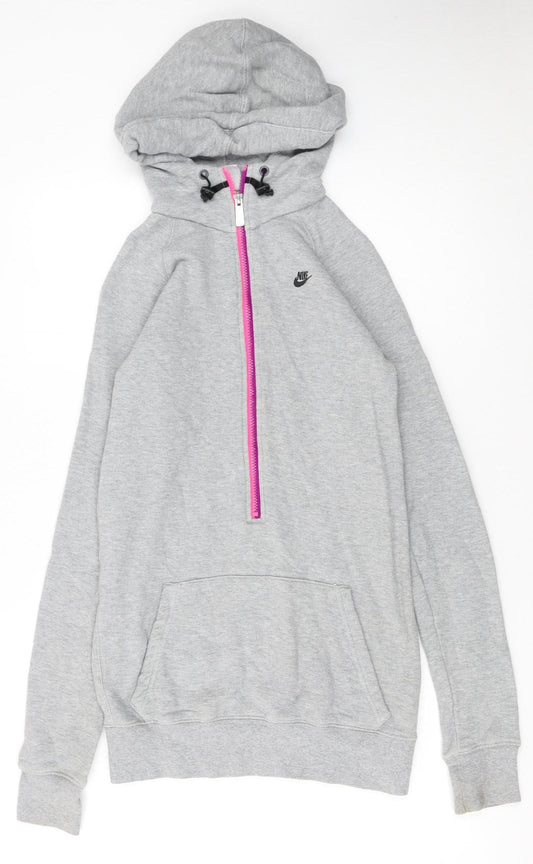 Nike Womens Grey XS 1/4 Zip Hooded Sweatshirt