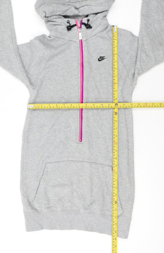 Nike Womens Grey XS 1/4 Zip Hooded Sweatshirt