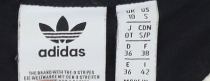 Adidas Womens Black Ringer Short Sleeve T-Shirt UK 10 Classic Style