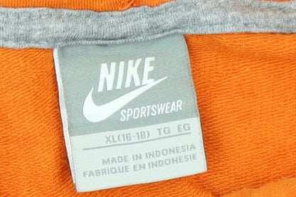 Nike Womens Orange Full Zip Hoodie XL Cotton Blend Sportswear