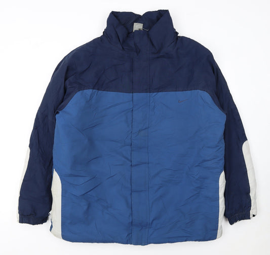 Nike Men Blue Navy Windbreaker Jacket Size M Waterproof Nylon