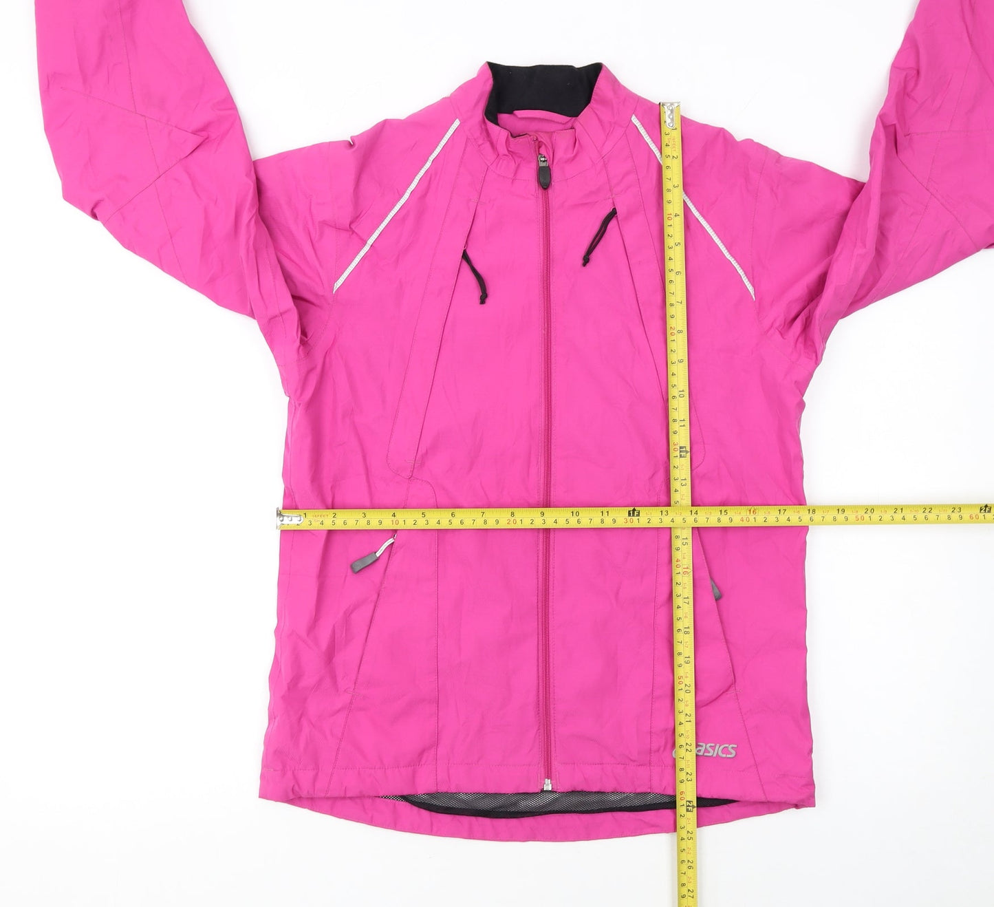 Asics Womens Pink Windbreaker Jacket S Lightweight Running Reflective