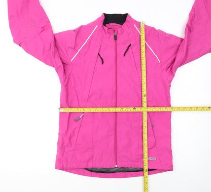 Asics Womens Pink Windbreaker Jacket S Lightweight Running Reflective