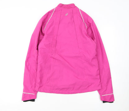 Asics Womens Pink Windbreaker Jacket S Lightweight Running Reflective