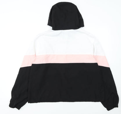 Angel Kiss Women's Black Pink White Hooded Windbreaker Jacket L