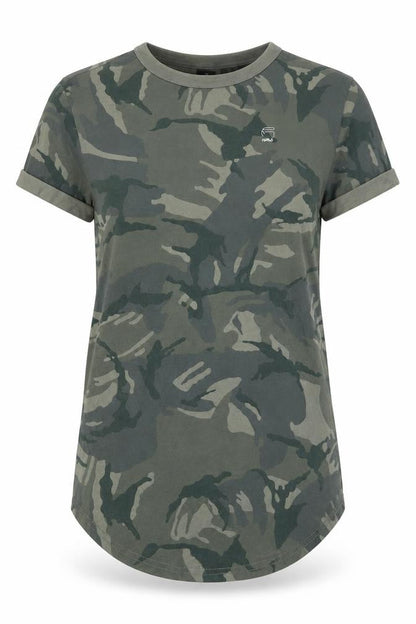 Front view of G-Star RAW Women's Green Camouflage T-Shirt XS Short Sleeve