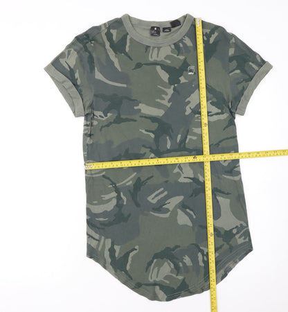 G-Star RAW Women's Green Camouflage T-Shirt XS Short Sleeve