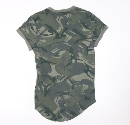 G-Star RAW Women's Green Camouflage T-Shirt XS Short Sleeve