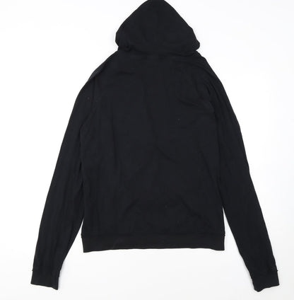 FILA Womens Black Pullover Hoodie Size 14 V-Neck Logo Sweatshirt